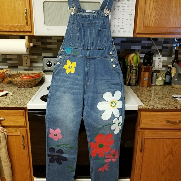 flowered overalls